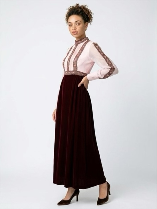 Vintage Dresses & Skirts - 1970’s Vintage Velvet & Sheer Dress